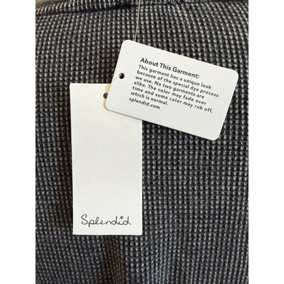 Splendid Washed Black Waffle Knit Long Sleeve Cropped Sweatshirt – Size S – NWT - Picture 3 of 3